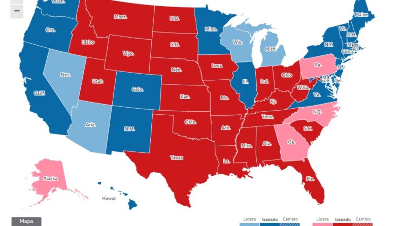 Mapa de votaciones en EEUU