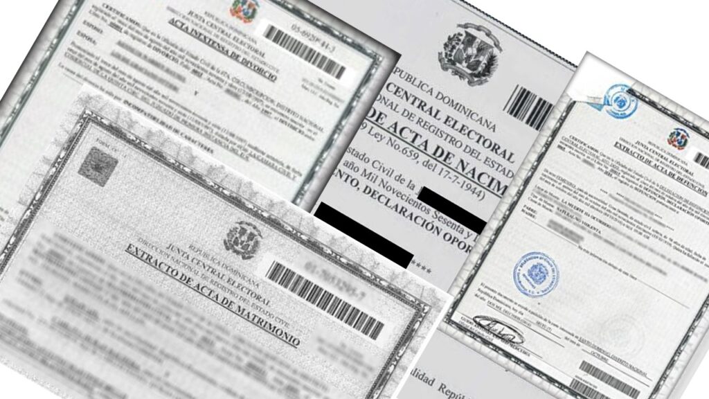 actas de nacimientos y divorcio, matrimonio, defunción a 600 pesos. JCE